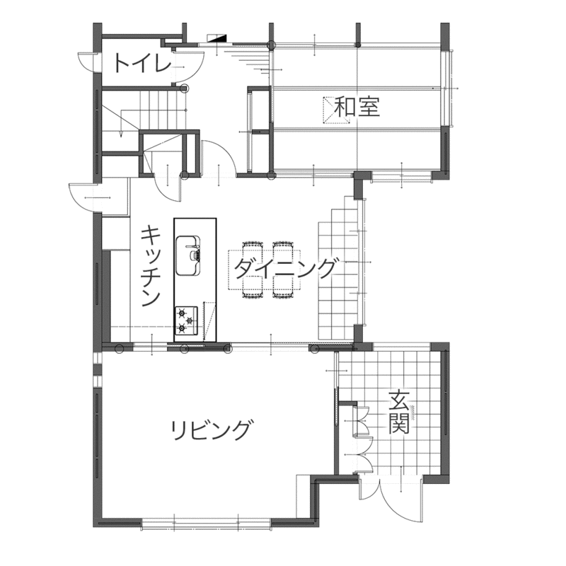 こだわりを形にした上質キッチンリフォーム　平面図