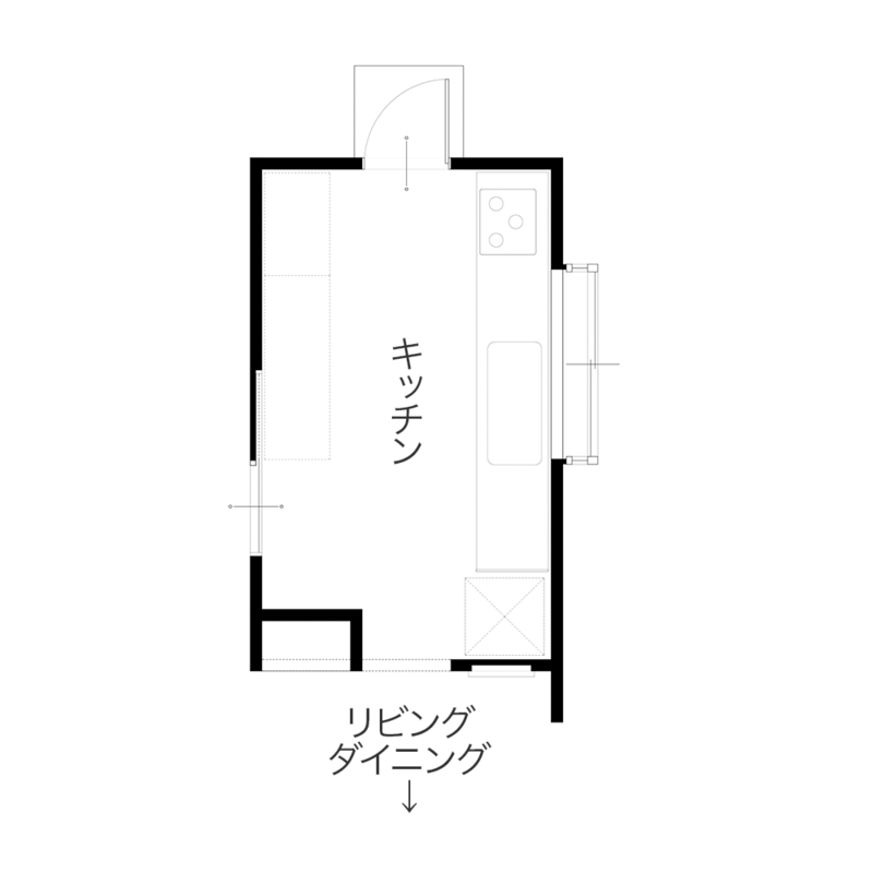 対面キッチンで叶えた お料理を愉しむ丁寧な暮らし　平面図