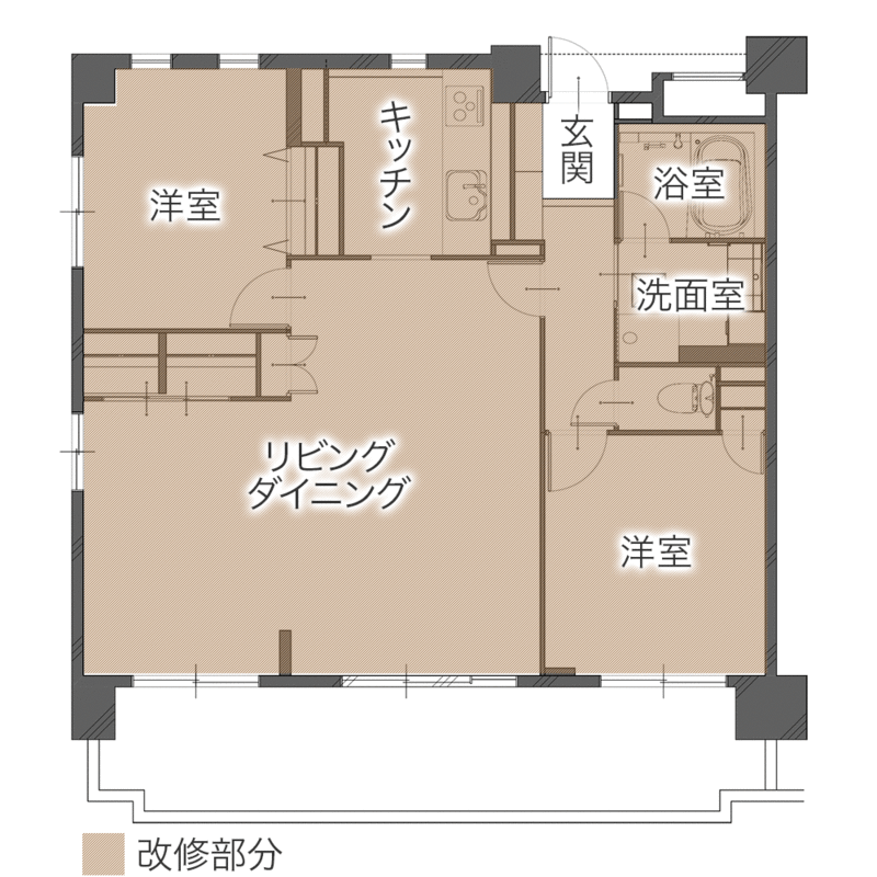 空き家を再生し賃貸にも活用できる住まいへ　平面図